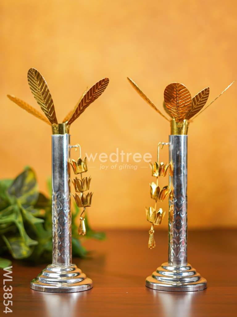 German Silver Banana Tree with Gold Leaves Small (Set of 2) - WL3854