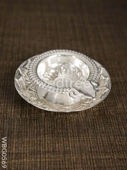 German Silver Diya on Bowl Base - WBG0569