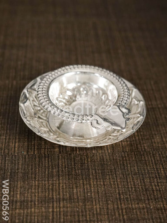 German Silver Diya on Bowl Base - WBG0569