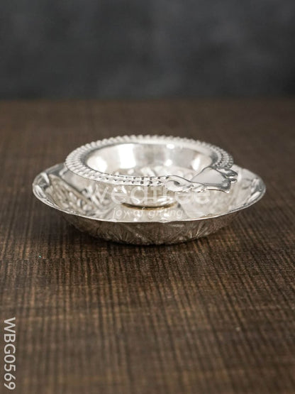 German Silver Diya on Bowl Base - WBG0569