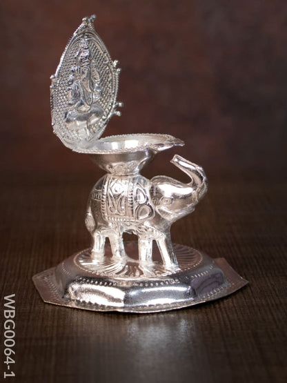 German Silver Elephant Kamakshi Diya - WBG0064