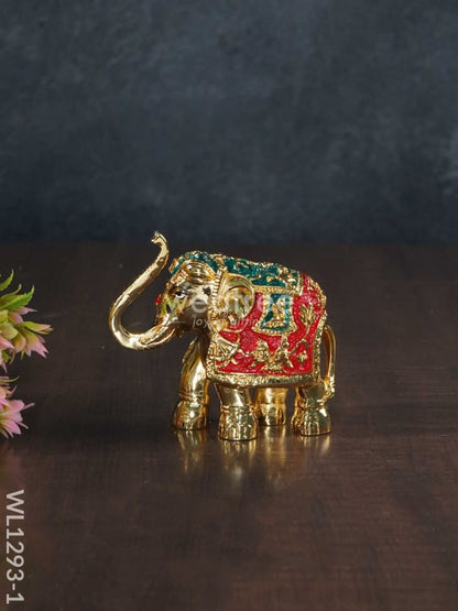 German Silver Elephant Meenekari (Set of 2) - WL1293-1