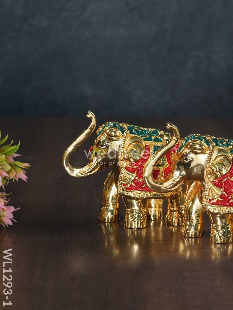 German Silver Elephant Meenekari (Set of 2) - WL1293-1