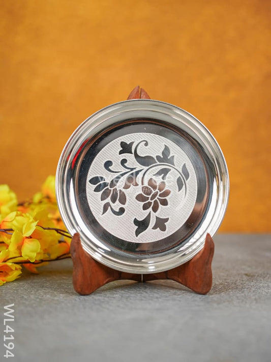 German Silver Engraved Plate - 6 inch - WL4194
