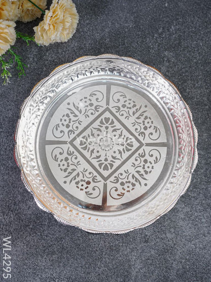 German Silver Engraved Plate with Elephant Stand  - WL4295
