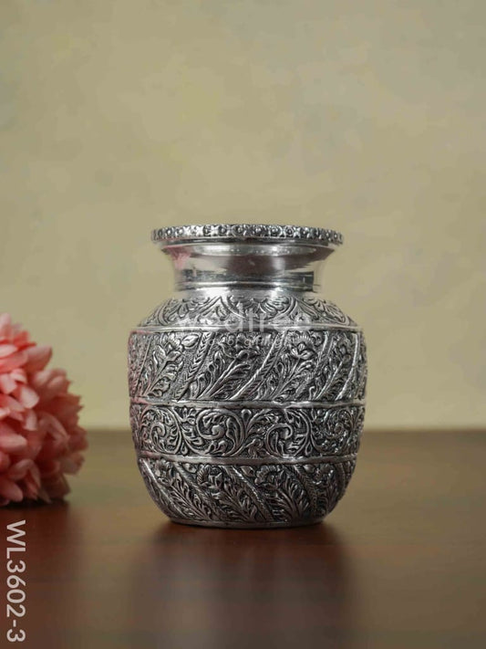 German Silver Floral Kalash with Antique Finish - WL3602-3