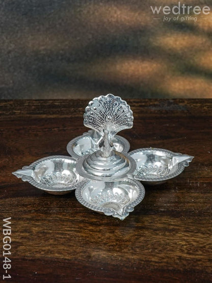 German Silver Four Face Diya - WBG0148