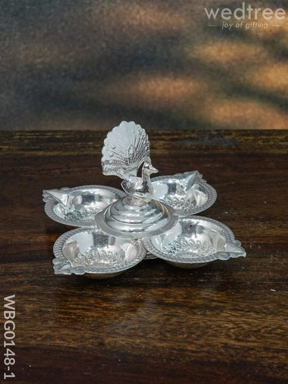 German Silver Four Face Diya - WBG0148