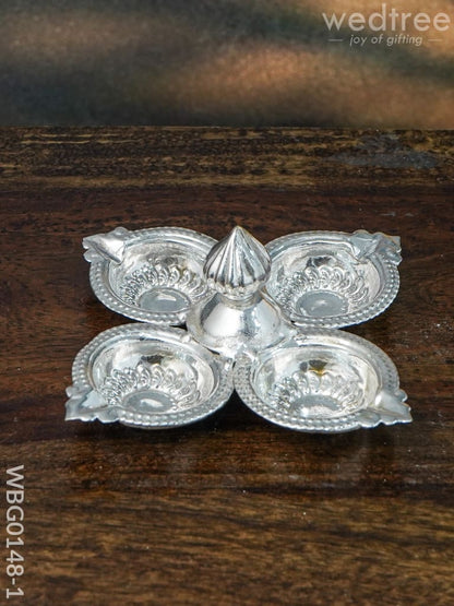 German Silver Four Face Diya - WBG0148