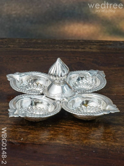 German Silver Four Face Diya - WBG0148