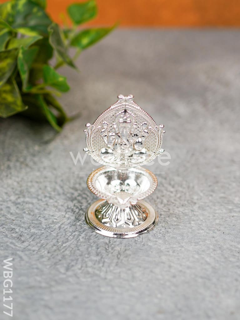 German Silver Ganesha Diya - WBG1177