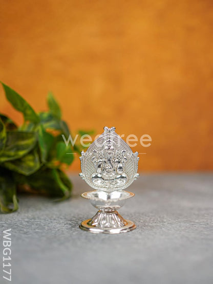 German Silver Ganesha Diya - WBG1177