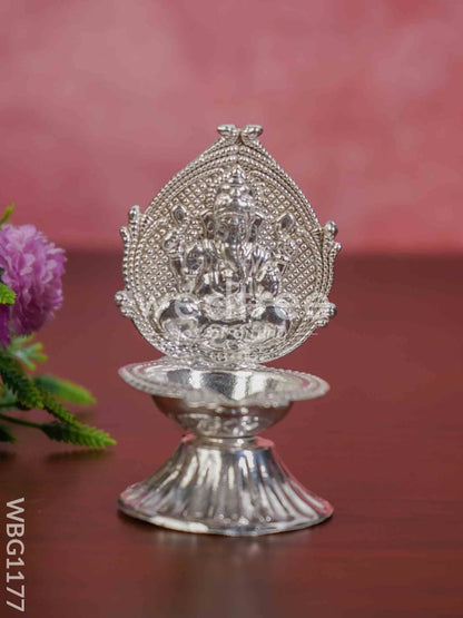 German Silver Ganesha Diya - WBG1177