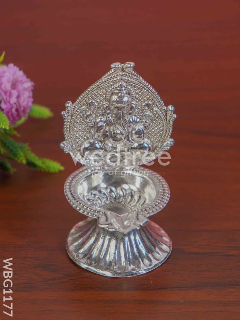 German Silver Ganesha Diya - WBG1177