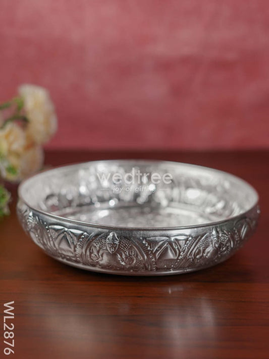 German Silver Ganesha Floral Urli with Stand - 10 inch - WL2876