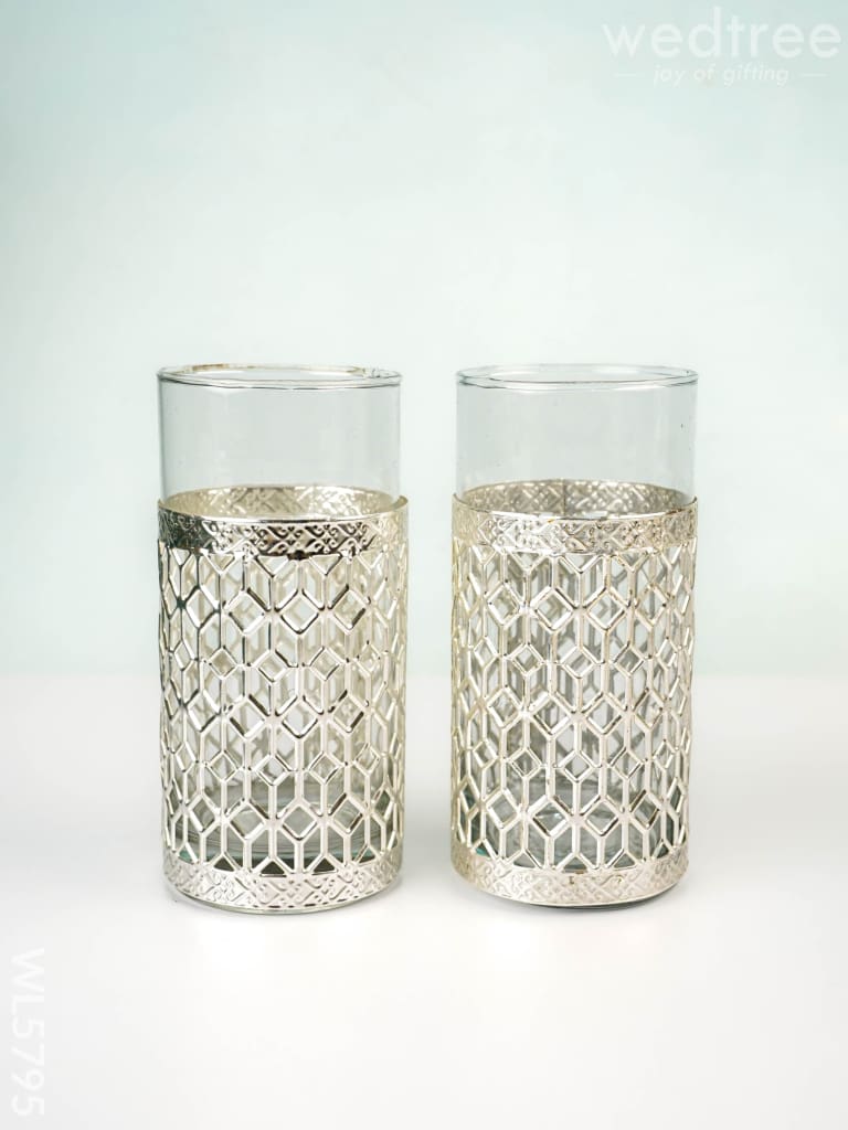 German Silver Glass Bottle with Set of 2 Glass - WL5795