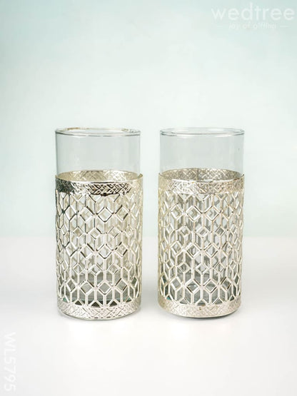 German Silver Glass Bottle with Set of 2 Glass - WL5795