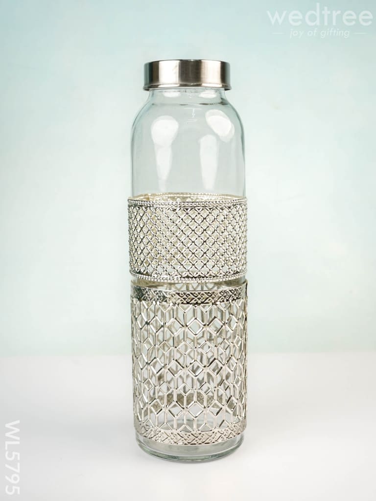German Silver Glass Bottle with Set of 2 Glass - WL5795