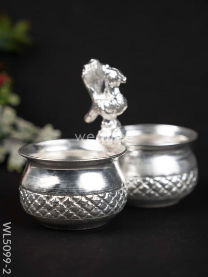 German Silver Kumkum-Manjal Holder - WL5099-2