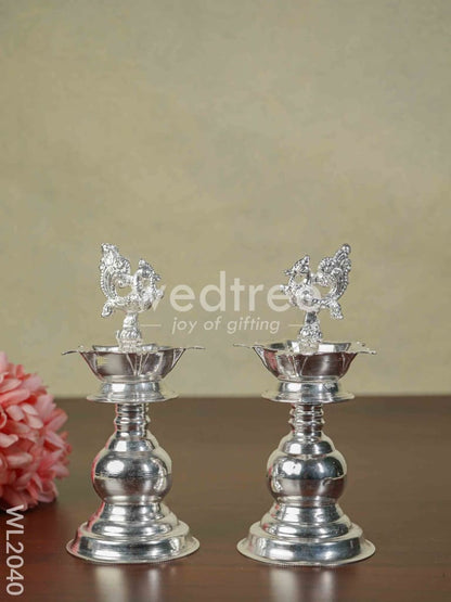 German Silver Kuthu Vilakku (Set of 2) 6.5 Inches - WL2040