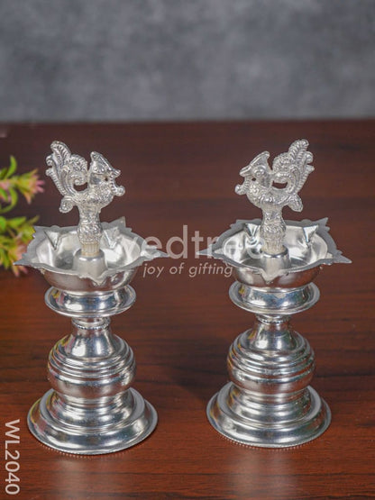 German Silver Kuthu Vilakku (Set of 2) 6.5 Inches - WL2040