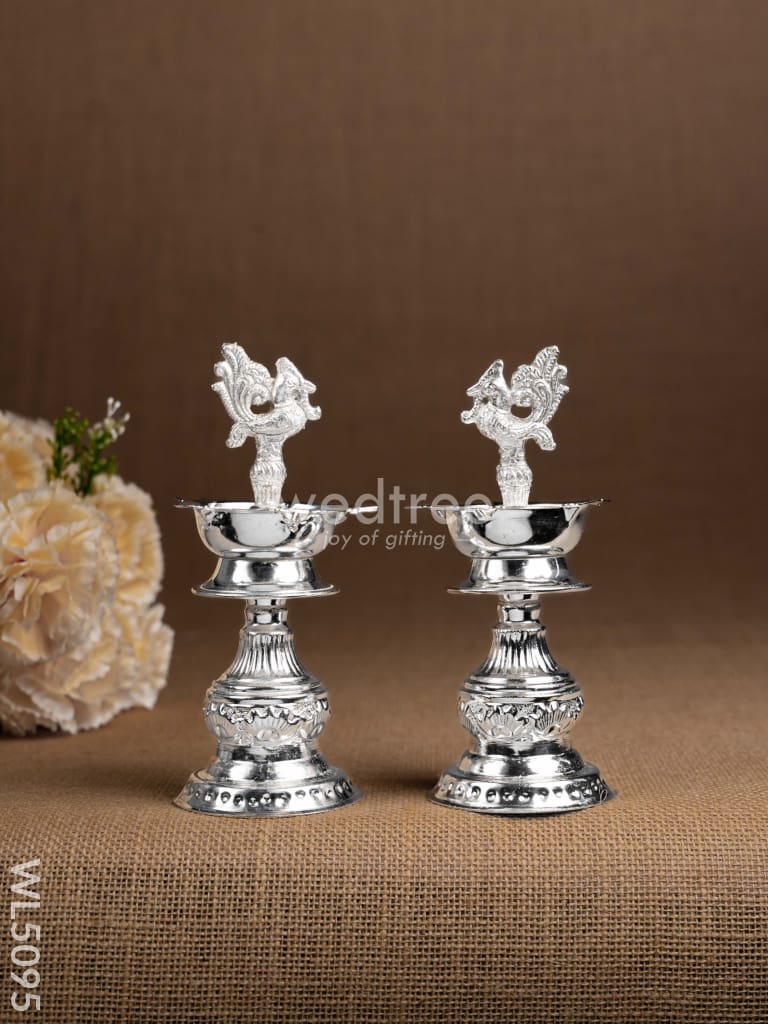 German Silver Kuthu Vilakku with Annapakshi Motif - WL5095
