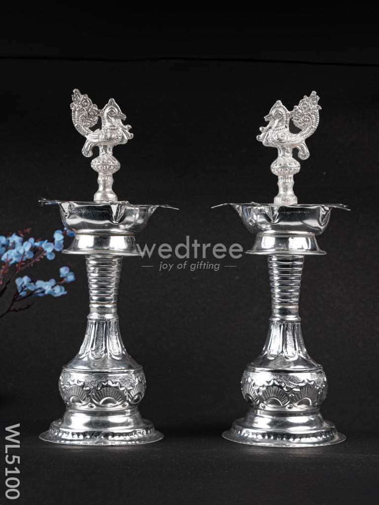 German Silver Kuthu Vilakku with Annapakshi Motif - WL5100