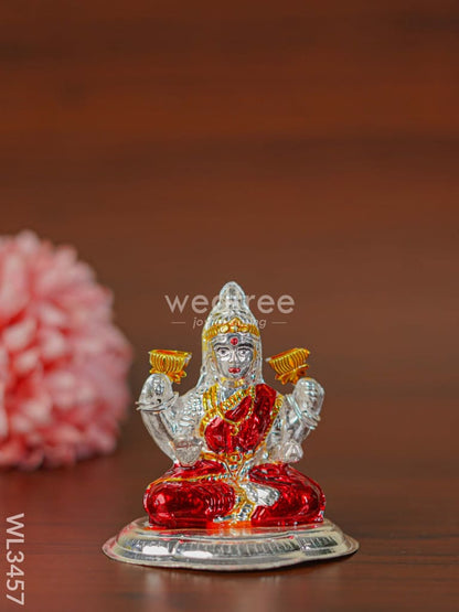 German Silver Lakshmi Idol with Meenakari Finish - WL3457