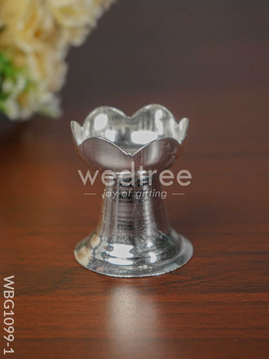 German Silver Lotus Shaped Diya with Stand - WBG1099