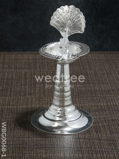 German Silver Peacock Diya with Feathers - WBG0068