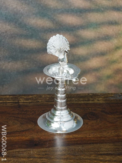 German Silver Peacock Diya with Feathers - WBG0068