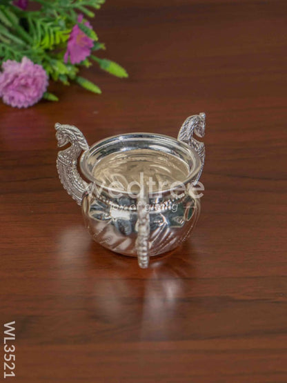 German Silver Peacock Handle Kumkum Holder - WL3521