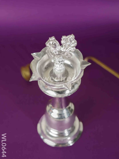 German Silver Peacock Thrishul Kuthu Vilakku - 10 Inch - WL0644