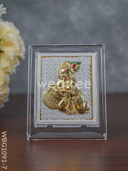 German Silver Plated Butter Krishna Photoframe (4.5 inch) with Stand - WBG1091-7