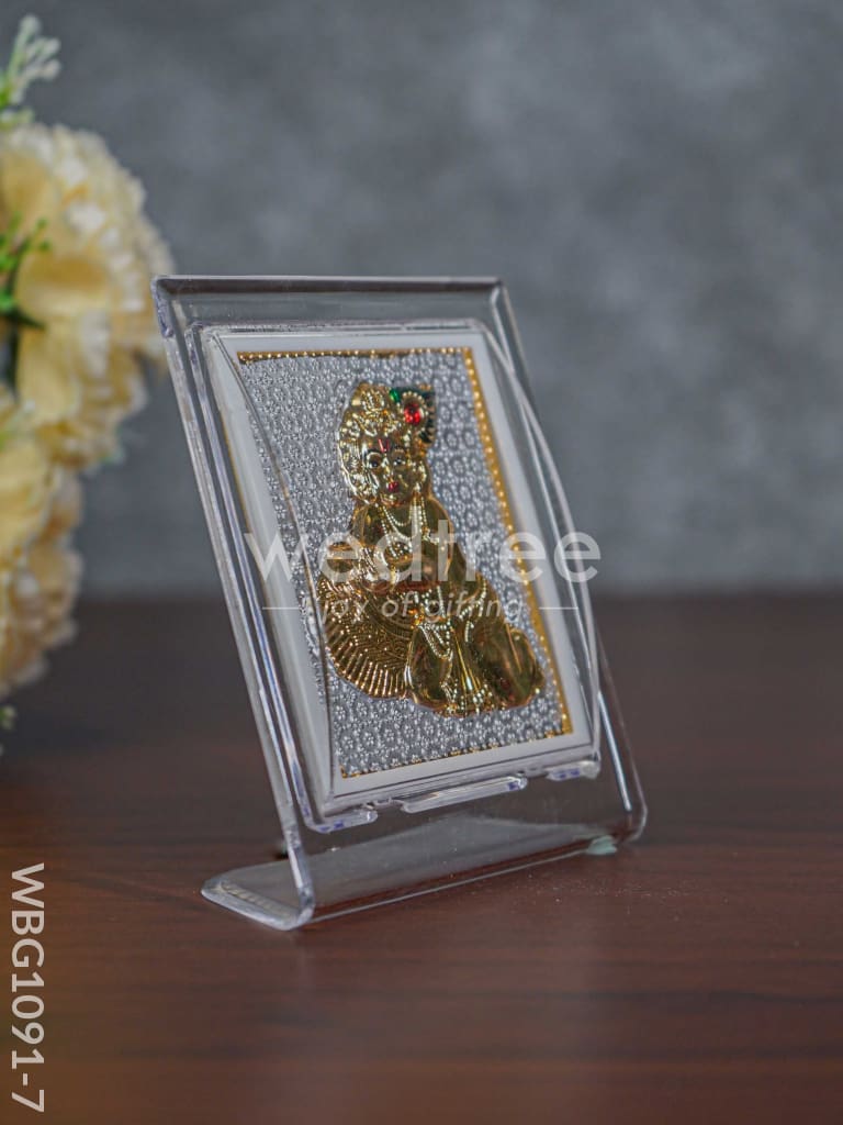 German Silver Plated Butter Krishna Photoframe (4.5 inch) with Stand - WBG1091-7