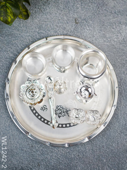 German Silver Pooja Thali Set - 10 inch - WL1242-2