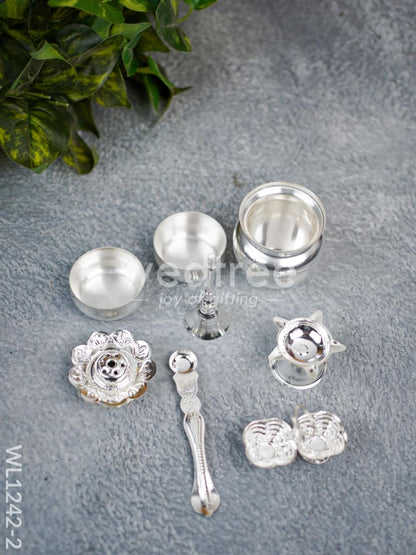 German Silver Pooja Thali Set - 10 inch - WL1242-2
