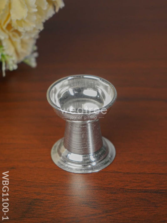 German Silver Round Diya with Stand - WBG1100