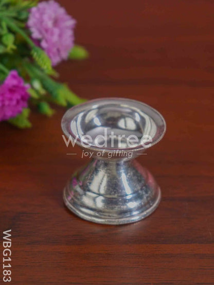 German Silver Round Diya with Stand - WBG1183
