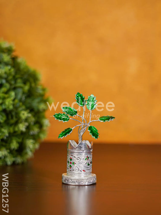 German Silver Tulasi Maadam - 4 inch - WBG1257