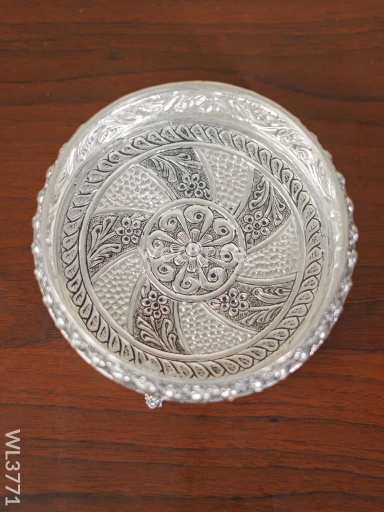 German silver Urli with Elephant Stand (Black Antique) - 6 inch - WL3771