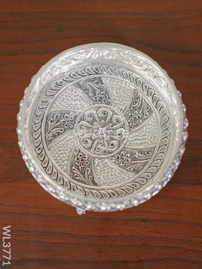 German silver Urli with Elephant Stand (Black Antique) - 6 inch - WL3771