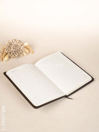 Gift Set - Leather Tray with Diary, Coaster Set & Tissue Box - Brown - WL5042-1