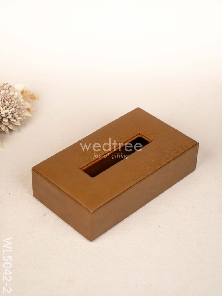 Gift Set - Leather Tray with Diary, Coaster Set & Tissue Box - Tan - WL5042-2