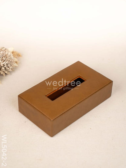 Gift Set - Leather Tray with Diary, Coaster Set & Tissue Box - Tan - WL5042-2