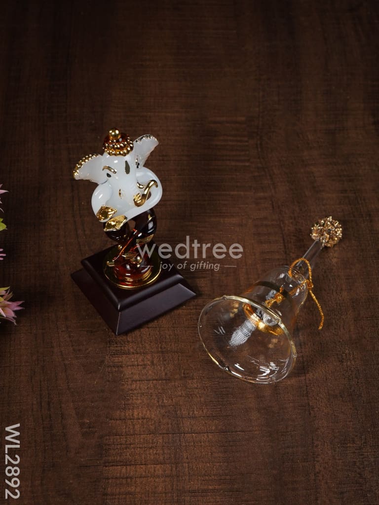 Glass Dancing Ganesha with Glass Bell - WL2892