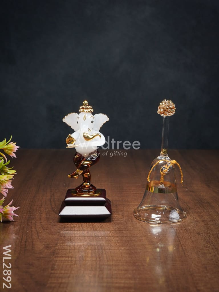 Glass Dancing Ganesha with Glass Bell - WL2892