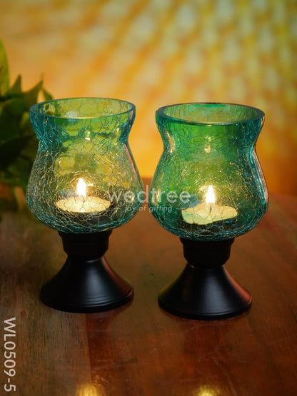 Glass Vase T Light Holder 5 Inches - (Set of 2) - WL0509
