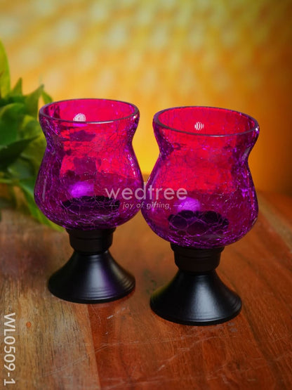 Glass Vase T Light Holder 5 Inches - (Set of 2) - WL0509