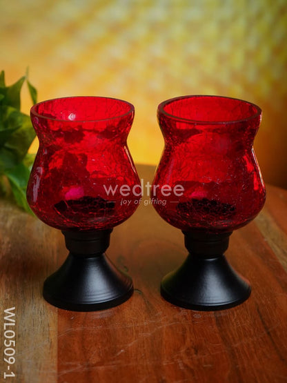 Glass Vase T Light Holder 5 Inches - (Set of 2) - WL0509